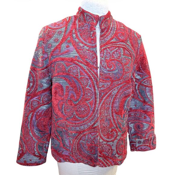 Coldwater Creek Tapestry Jacket Sz. M Woven Open Front - Picture 7 of 9